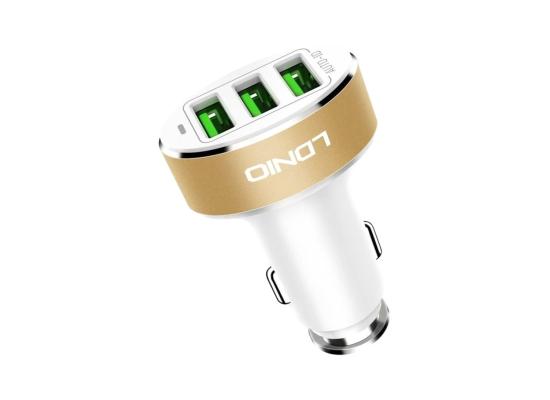 Ldnio USB Car Charger Gold with cable iphone